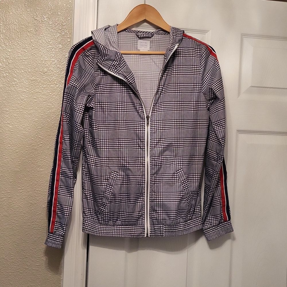 Empyre Clothing Plaid Zip Up Lightweight Hooded Jacket small